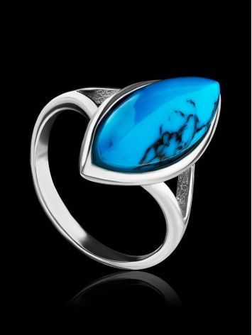 Sterling Silver Ring With Reconstructed Turquoise Centerpiece, Ring Size: 10 / 20, image , picture 2
