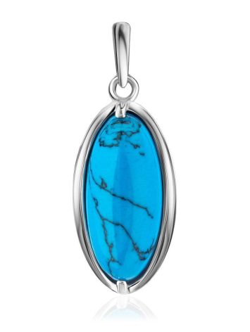 Oval Reconstructed Turquoise Pendant In Sterling Silver, image 
