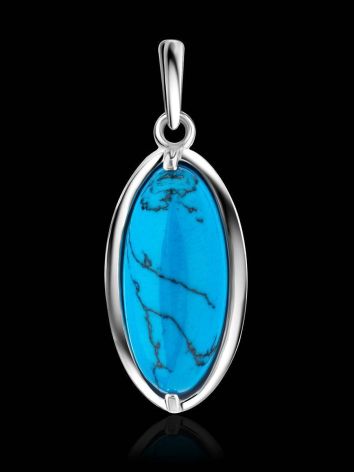 Oval Reconstructed Turquoise Pendant In Sterling Silver, image , picture 2