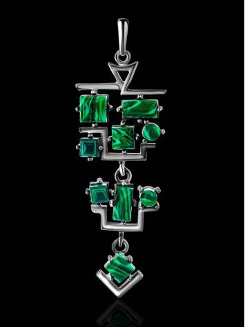 Sterling Silver Dangle Pendant With Reconstructed Malachite, image , picture 2
