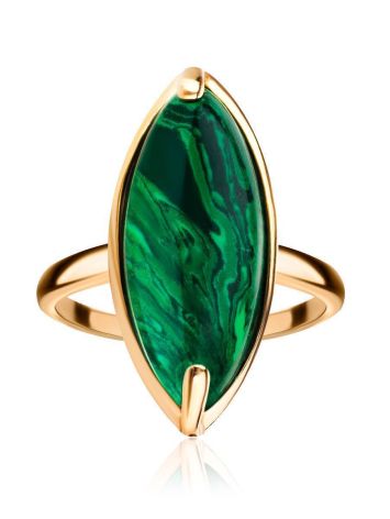 Gold-Plated Ring With Reconstructed Malachite Centerstone, Ring Size: 6.5 / 17, image , picture 3