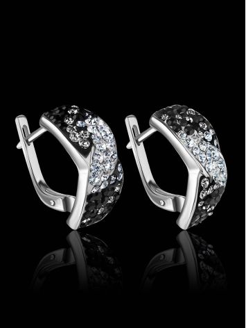 Black And White Crystal Earrings In Silver The Eclat, image , picture 2