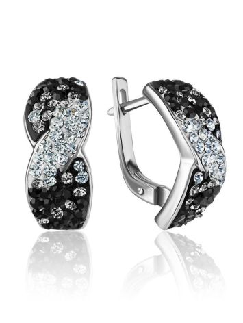 Black And White Crystal Earrings In Silver The Eclat, image 