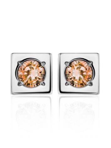Geometric Studs Earrings With Champaign Crystals The Aurora, image , picture 3