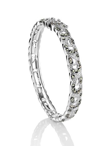 Silver Hinged Bangle With Marcasites The Lace, image 
