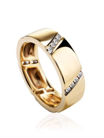 Golden Band Ring With Diamonds, Ring Size: 6.5 / 17, image 