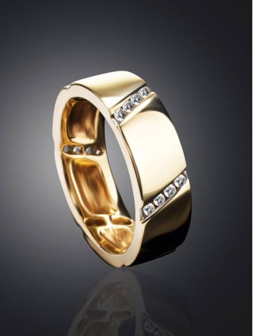 Golden Band Ring With Diamonds, Ring Size: 6.5 / 17, image , picture 2