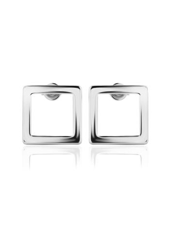 Square Silver Stud Earrings The Astro, image , picture 3
