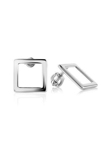 Square Silver Stud Earrings The Astro, image 