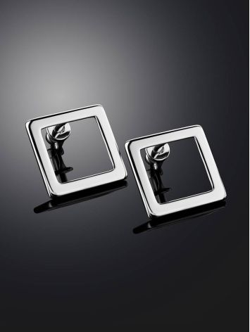 Square Silver Stud Earrings The Astro, image , picture 2