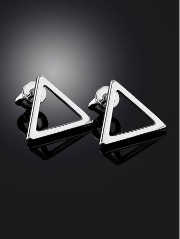 Triangle Silver Stud Earrings The Astro, image , picture 2