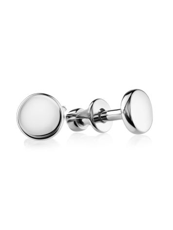 Round Sterling Silver Stud Earrings The Aurora, image 
