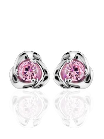 Sterling Silver Studs With Pink Crystals The Aurora, image , picture 3