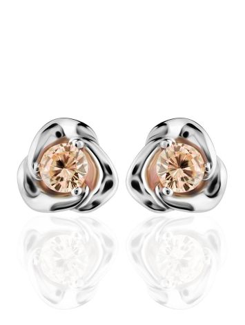 Sterling Silver Studs With Champaign Crystals The Aurora, image , picture 3