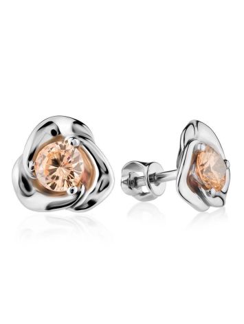 Sterling Silver Studs With Champaign Crystals The Aurora, image 