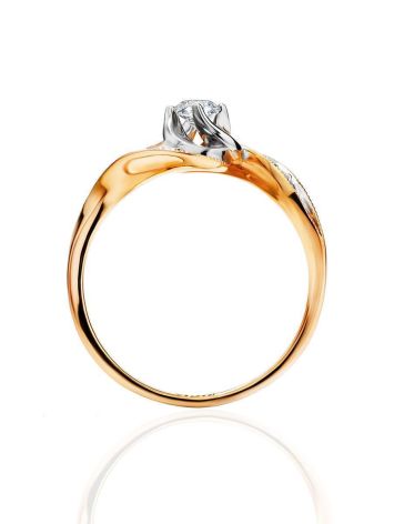 Curvy Golden Ring With White Diamonds, Ring Size: 7 / 17.5, image , picture 3