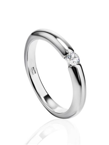 White Gold Ring With Solitaire Diamond, Ring Size: 8 / 18, image 