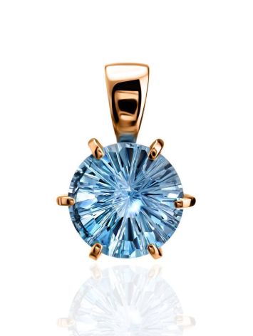 Golden Pendant With Bright Blue Topaz, image 