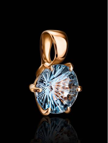 Golden Pendant With Bright Blue Topaz, image , picture 2
