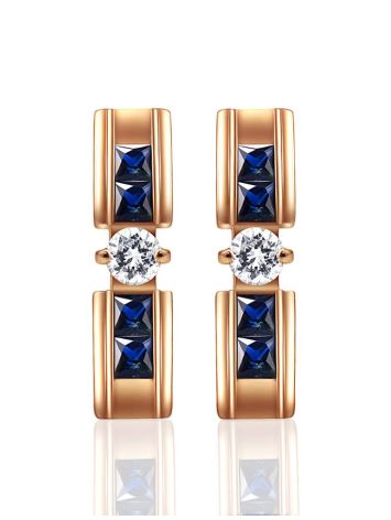 Stylish Sapphire And Diamond Earrings In Gold The Mermaid, image , picture 3