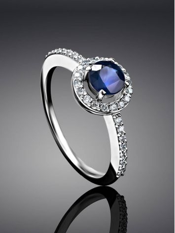 Statement White Gold Ring With Blue Sapphire And Diamonds The Mermaid, Ring Size: 6.5 / 17, image , picture 2