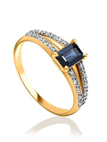 Classy Blue Sapphire And Diamond Ring In Gold The Mermaid, Ring Size: 8 / 18, image 