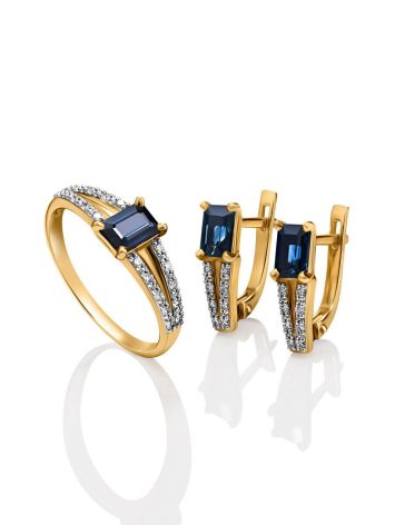 Classy Blue Sapphire And Diamond Ring In Gold The Mermaid, Ring Size: 8 / 18, image , picture 4