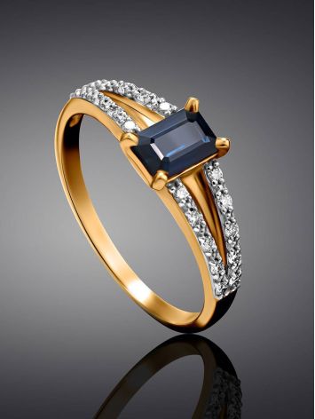Classy Blue Sapphire And Diamond Ring In Gold The Mermaid, Ring Size: 8 / 18, image , picture 2