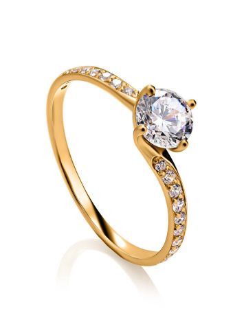 Stunning Golden Ring With Crystals, Ring Size: 6.5 / 17, image 