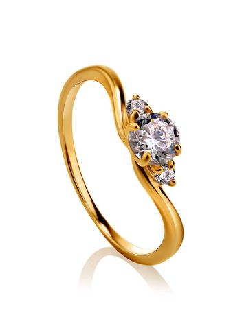 Three Stone Golden Ring, Ring Size: 6 / 16.5, image 