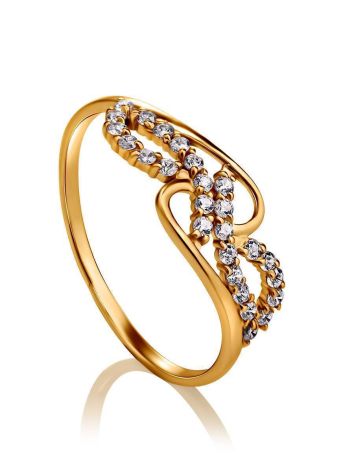 Bold Golden Ring With Crystals, Ring Size: 8 / 18, image 