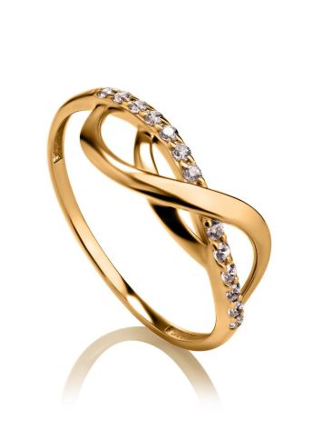 Classy Golden Ring With White Crystals, Ring Size: 6.5 / 17, image 