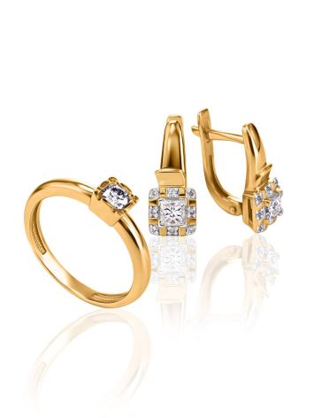 Stylish Golden Earrings With White Diamonds, image , picture 4
