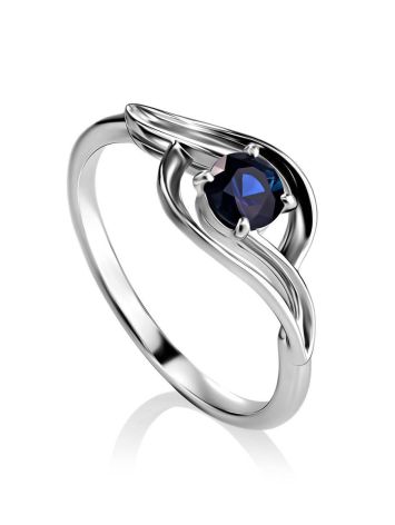 Classic Golden Ring With Sapphire Centerstone The Mermaid, Ring Size: 6 / 16.5, image 