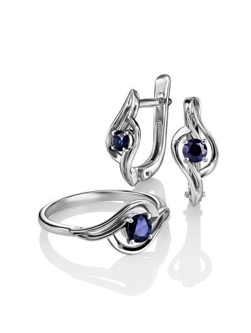 Classic Golden Ring With Sapphire Centerstone The Mermaid, Ring Size: 6 / 16.5, image , picture 4