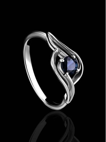 Classic Golden Ring With Sapphire Centerstone The Mermaid, Ring Size: 6 / 16.5, image , picture 2