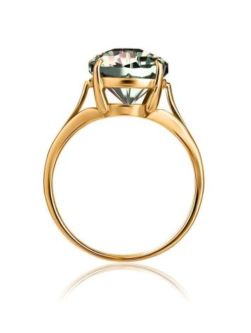 Golden Cocktail Ring With Prasiolite, Ring Size: 7 / 17.5, image , picture 3