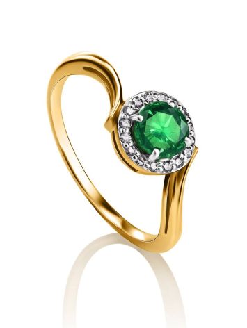 Classic Golden Ring With Emerald Centerstone And Diamonds The Oasis, Ring Size: 6 / 16.5, image 