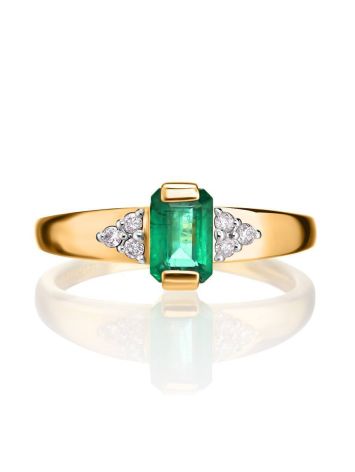 Classy Golden Ring With Baguette Cut Emerald And Diamonds The Oasis, Ring Size: 6.5 / 17, image , picture 3