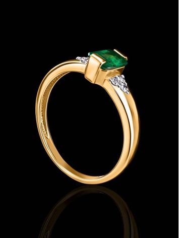 Classy Golden Ring With Baguette Cut Emerald And Diamonds The Oasis, Ring Size: 6.5 / 17, image , picture 2