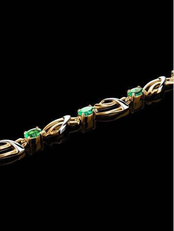 Classy Golden Link Bracelet With Emeralds, image , picture 2
