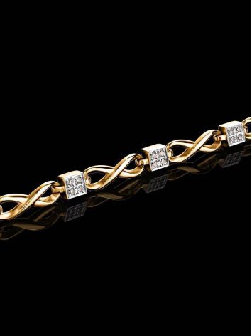 Golden Link Bracelet With White Diamonds, image , picture 2