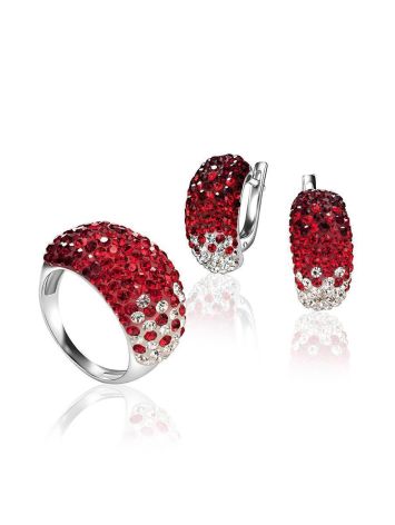 Sterling Silver Ring With Voluptuous Red And White Crystals The Eclat, Ring Size: 7 / 17.5, image , picture 5