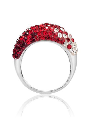 Sterling Silver Ring With Voluptuous Red And White Crystals The Eclat, Ring Size: 7 / 17.5, image , picture 4
