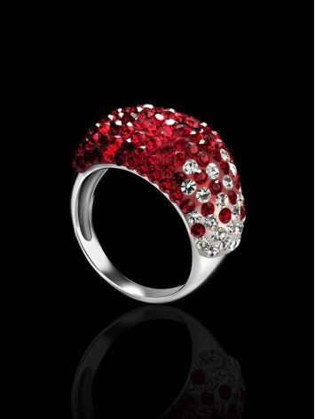Sterling Silver Ring With Voluptuous Red And White Crystals The Eclat, Ring Size: 7 / 17.5, image , picture 2