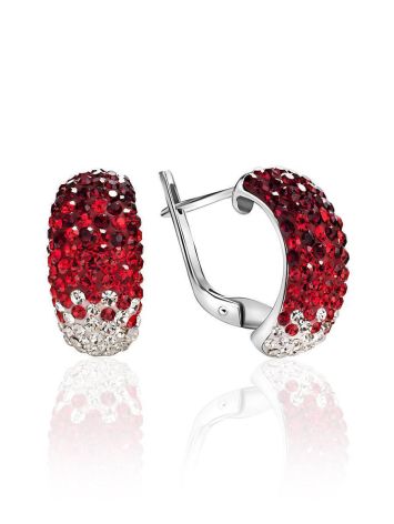 Bold Sterling Silver Earrings With Red And White Crystals The Eclat, image 
