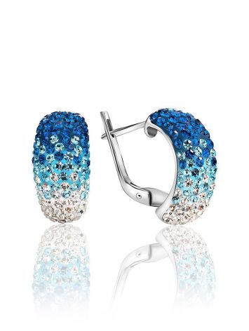 Bright Silver Earrings With Multicolor Crystals The Eclat, image 