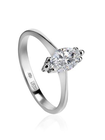 White Gold Ring With Bold Solitaire Diamond, Ring Size: 7 / 17.5, image 