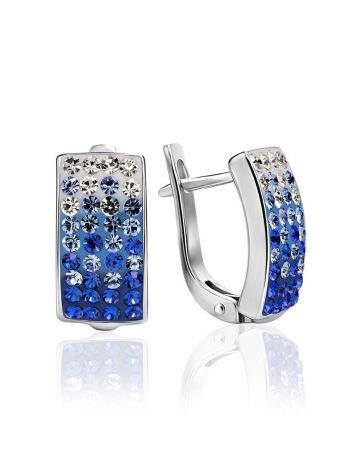 Geometrical Blue and White Crystals Earrings The Eclat, image 