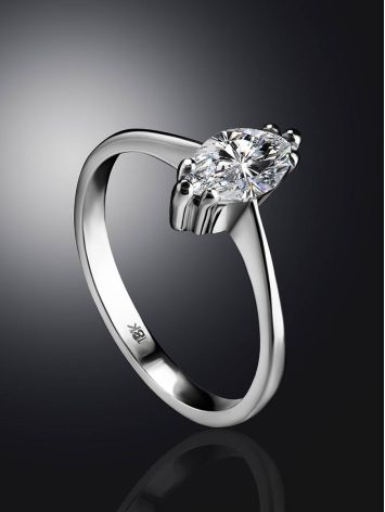 White Gold Ring With Bold Solitaire Diamond, Ring Size: 7 / 17.5, image , picture 2